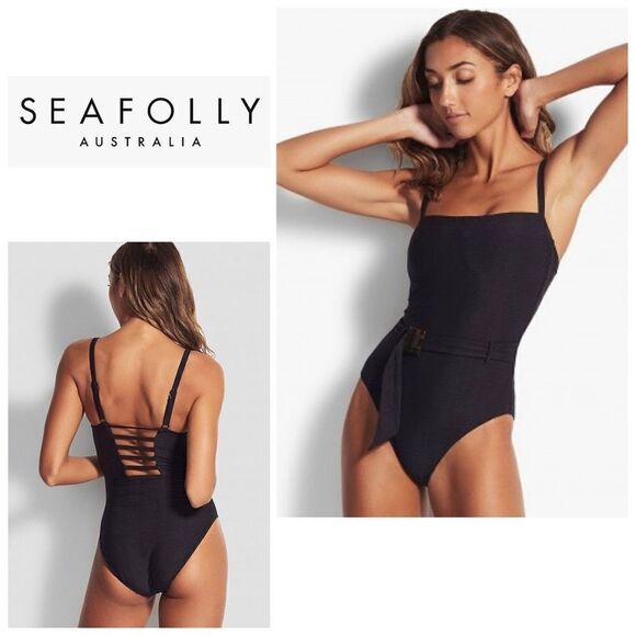 New. SEAFOLLY DD-cup black swimsuit. Retails $168 US size 4/DD - Picture 1 of 15